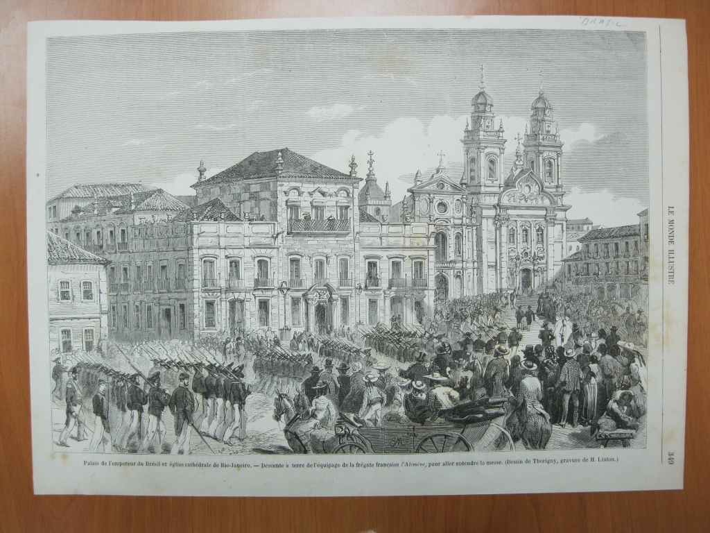 Vista del Palacio Imperial e iglesia catálica de Río de Janeiro (Brasil),1858. Thorigny-Linton.